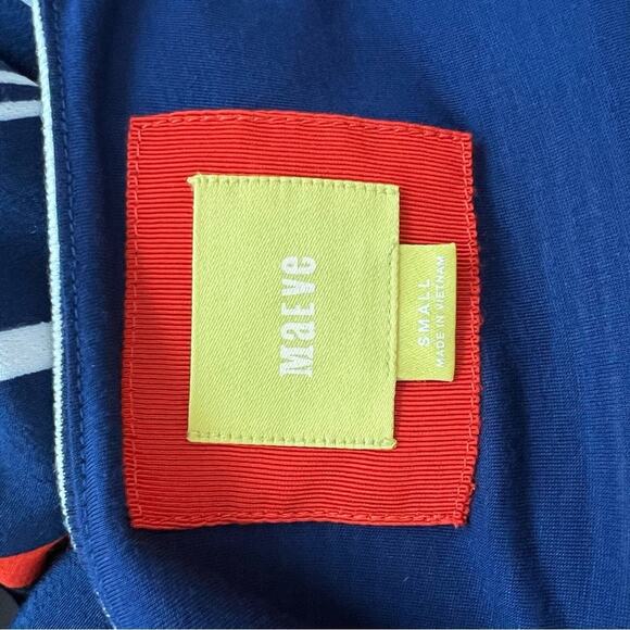 Anthropologie Maeve Cameron Navy Orange Asymmetrical Striped Dress Size Small - Picture 13 of 15